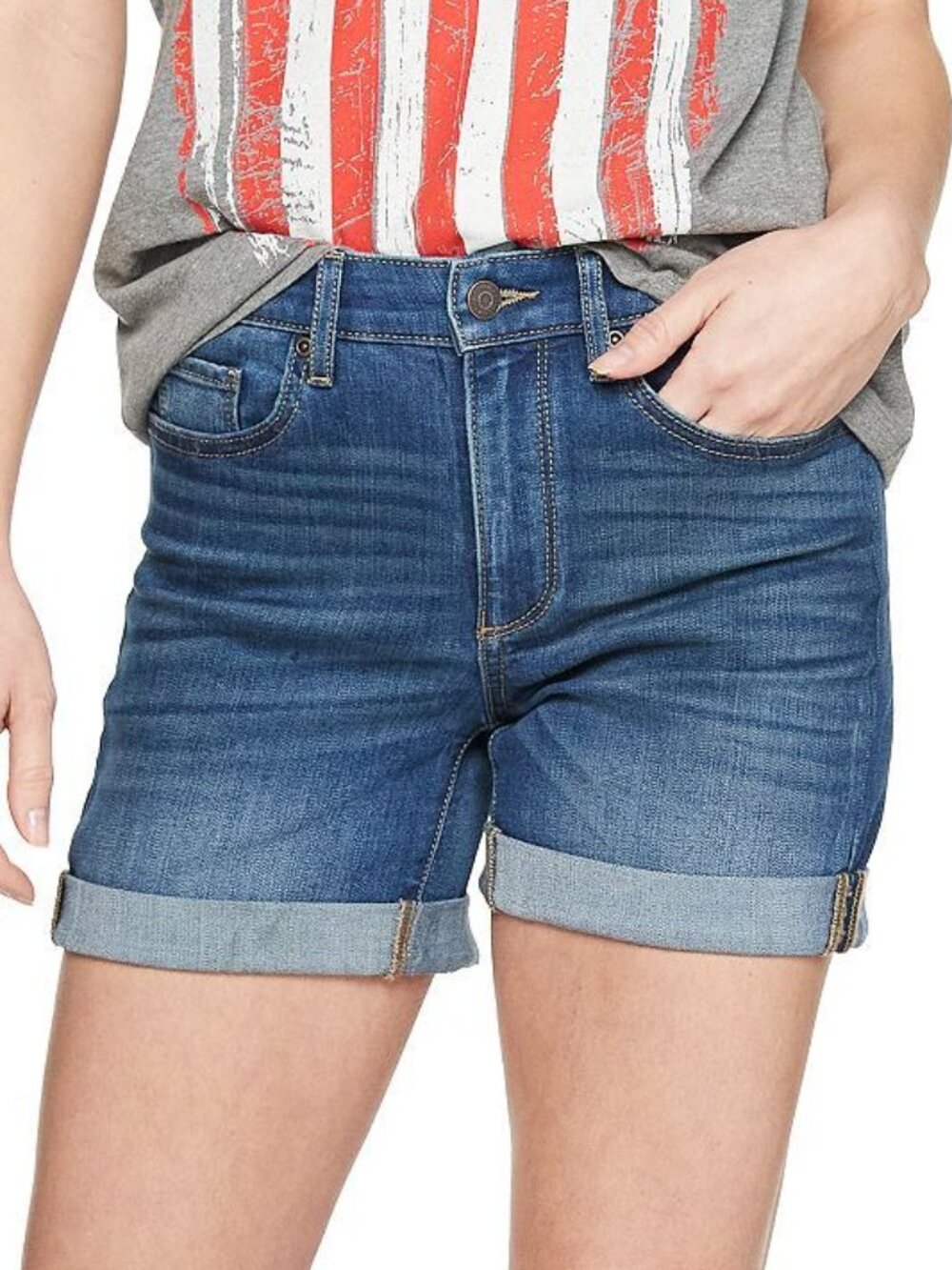 Women's Sonoma Goods For Life High Rise Curvy 5" Denim Shorts - Med Wash - 12